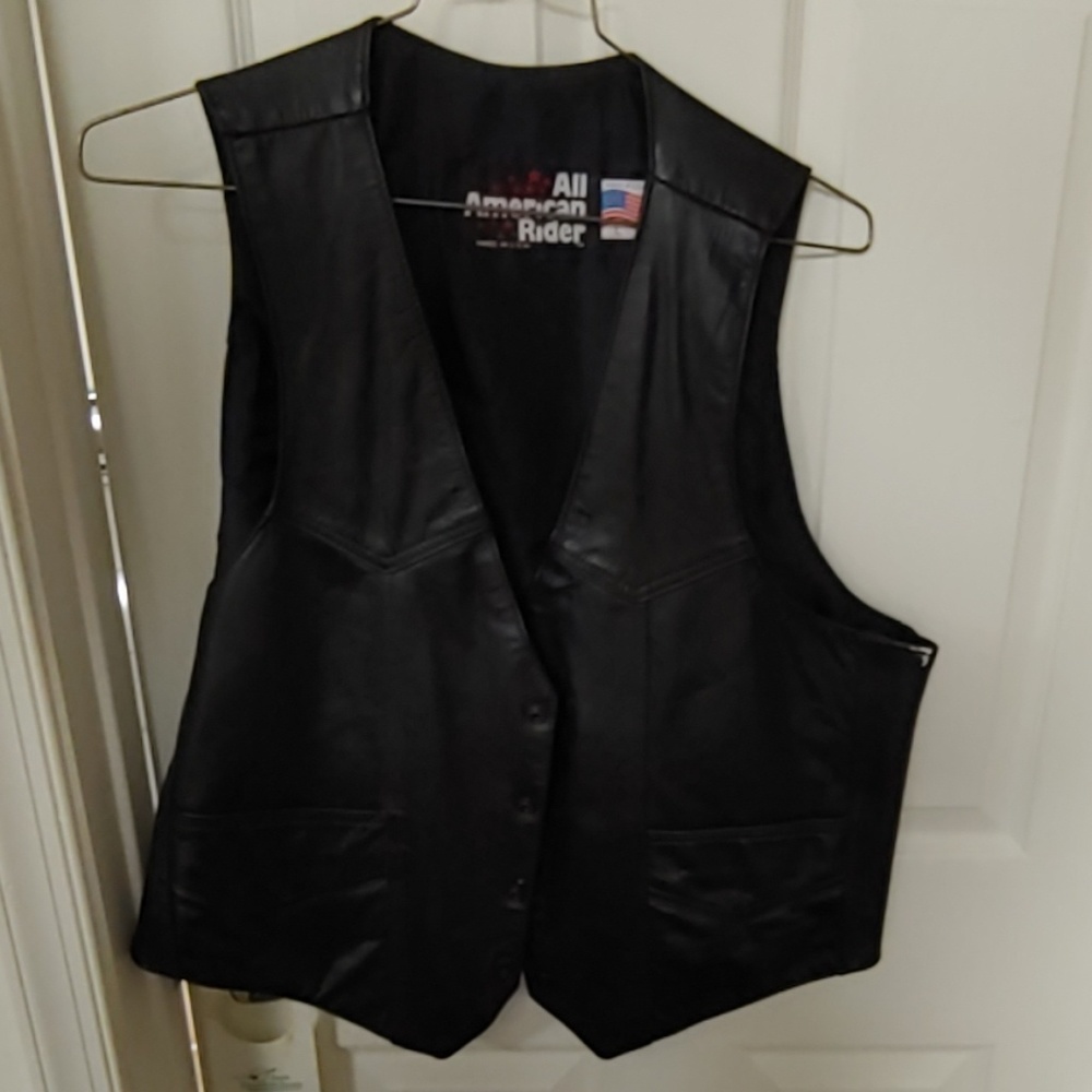 Black leather vest